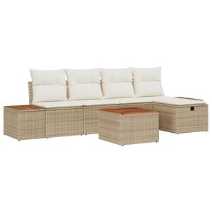 vidaXL Set Divano da Giardino con cuscino 6 pcs Beige Poly Rattan