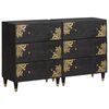 vidaXL Credenza 2 pcs Nero 60 x 33 x 75 cm Legno di mango massello