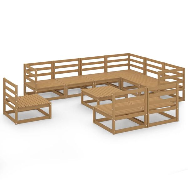vidaXL Set Salotto da Giardino 10pz Marrone Ambra Legno Massello Pino