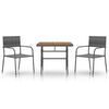 vidaXL Set da Pranzo per Esterni 3 pz in Polyrattan Grigio