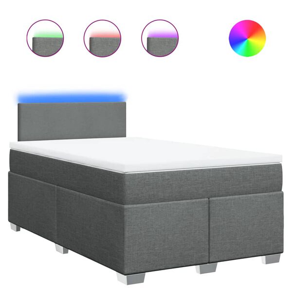 vidaXL Giroletto a Molle con Materasso Grigio Scuro 120x190cm Tessuto