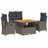 vidaXL Set da Pranzo da Giardino 4 pz con Cuscini in Polyrattan Grigio