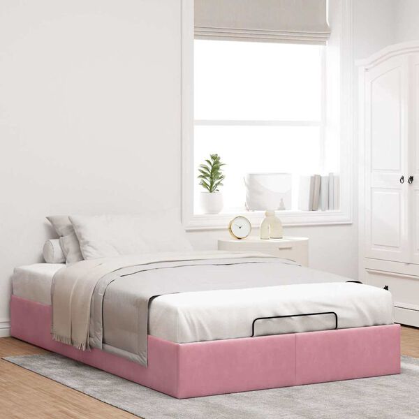 vidaXL Struttura Letto Pouf Senza Materasso Rosa 120x200 cm Velluto