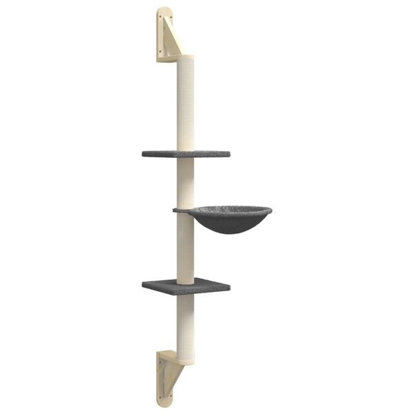 vidaXL Albero per Gatti con Tiragraffi a Parete Grigio Scuro 142,5 cm