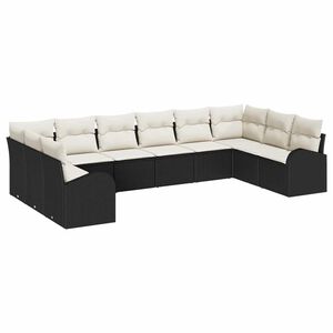 vidaXL Set Divano da Giardino 10 pcs Nero e Bianco polyrattan