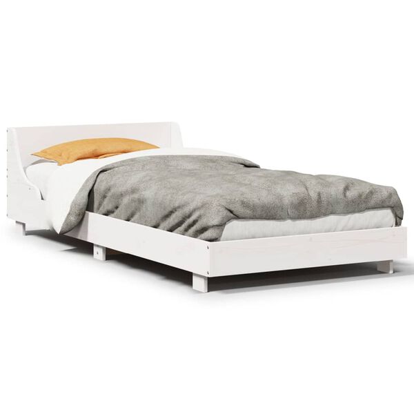 vidaXL Letto senza Materasso Bianco 75x190 in Legno Massello di Pino