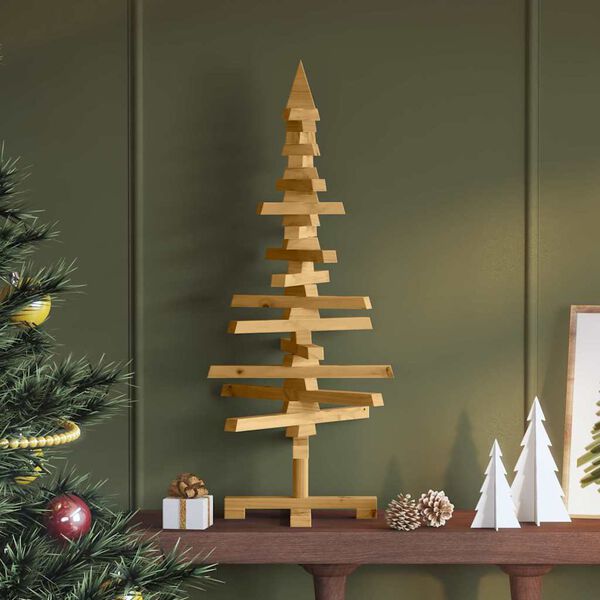 vidaXL Albero di Natale in legno Marrone 90 cm Legno di pino massello