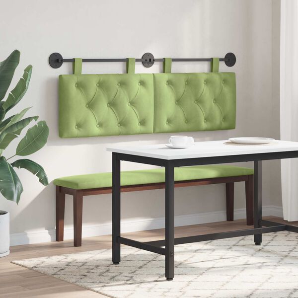 vidaXL Testata appesa Verde chiaro 150 x 55 x 7 cm Velluto