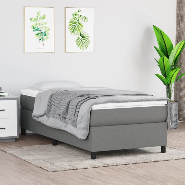 vidaXL Struttura Letto a Rete a Molle Grigio Scuro 90x200 cm Tessuto