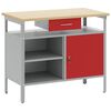 vidaXL Banco da lavoro con cassetto Rosso e Grigio 100 x 55 x 85 cm