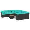 vidaXL Set Divani da Giardino 12pz con Cuscini Nero in Polyrattan