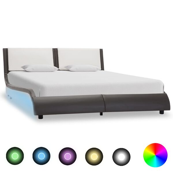 vidaXL Struttura letto con LED senza materasso grigio e bianco 120x190 cm