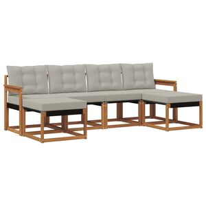 vidaXL Set di divani da esterno 6 pcs Grigio Naturale e Chiaro