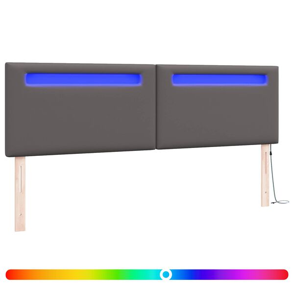 vidaXL Testiera LED Grigio 180 cm Pelle Sintetica
