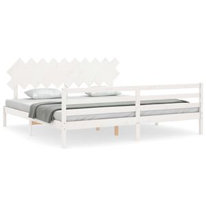 vidaXL Giroletto con Testiera Bianco 200x200 cm in Legno Massello
