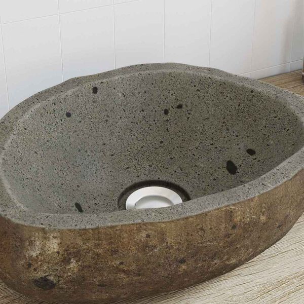 vidaXL Lavabo Grigio chiaro (30-37) x (25-30) x 12 cm Pietra di Fiume