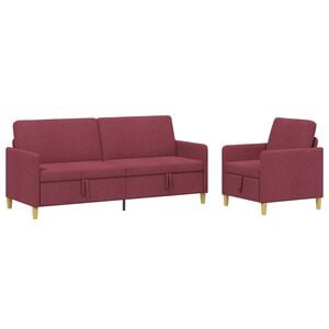 vidaXL Set di Divani con Storage 2 pz Rosso Vino Poliestere