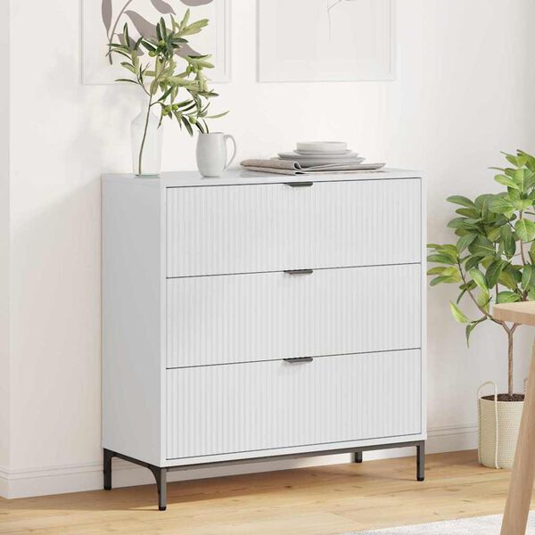 vidaXL Credenza Bianco lucido 79.5 x 33 x 82 cm Legno multistrato