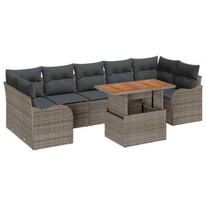 vidaXL Set Divano da Giardino con cuscino 8 pcs Grigio polyrattan