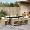 vidaXL Set da Pranzo per Giardino con cuscino 9 pcs Beige polyrattan