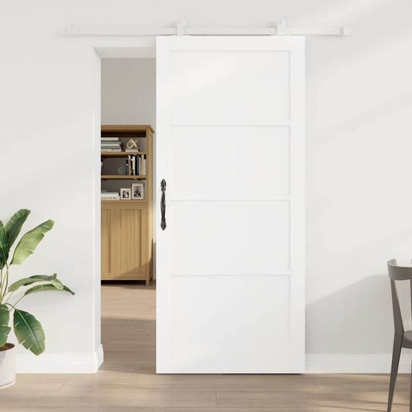 vidaXL Porta scorrevole ORKDAL Bianco 93 x 211 cm Pino massello