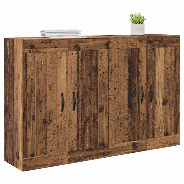 vidaXL Mobile a muro 2 pcs Legno vecchio 69,5 x 34 x 90 cm