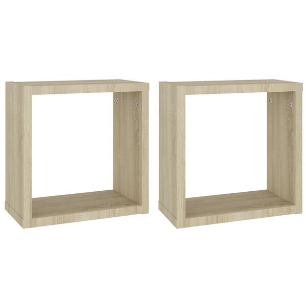vidaXL Mensole a Cubo 2 pz Rovere Sonoma 30x15x30 cm