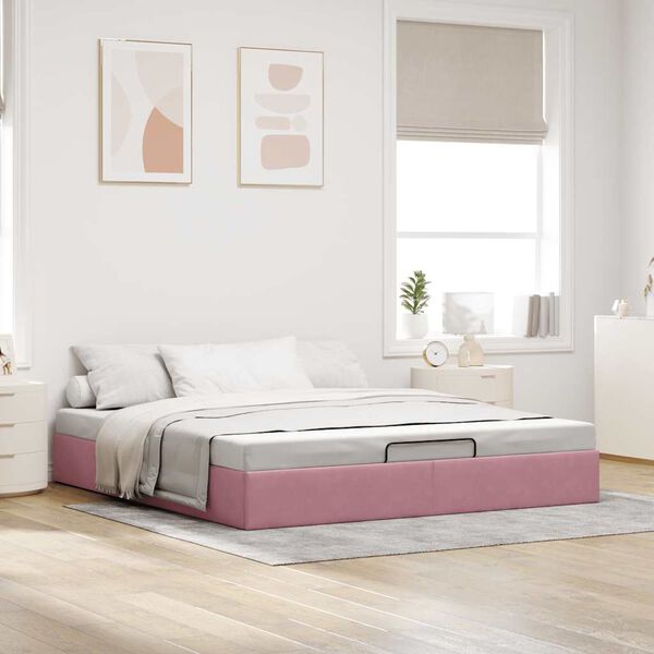 vidaXL Struttura Letto Pouf senza Materasso Rosa 180x200 cm in Velluto