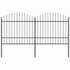 vidaXL Recinzione da Giardino con Punta a Lancia in Acciaio 359x175 cm Nero