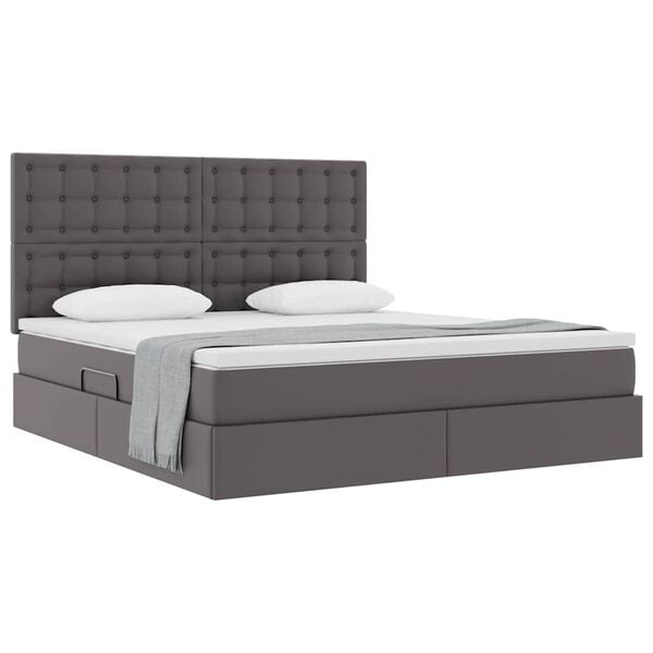 vidaXL Letto con Contenitore Grigio 160 x 200 cm Pelle Sintetica