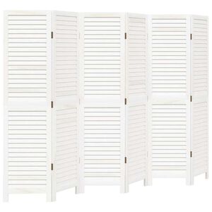 vidaXL Divisorio Ambienti 6Pannelli Bianco Retr&ograve; Legno Massello di Paulownia