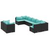 vidaXL Set Divani da Giardino 9 pz con Cuscini Nero in Polyrattan