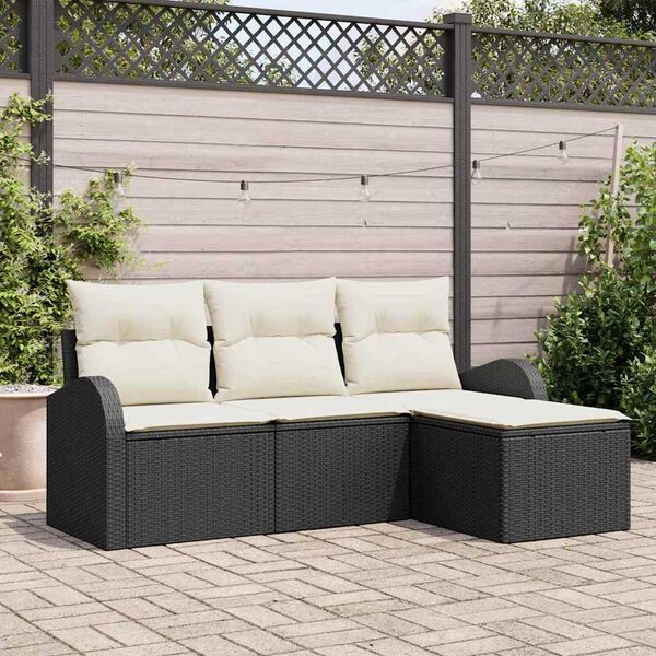 vidaXL Set Divano da Giardino Nero polyrattan