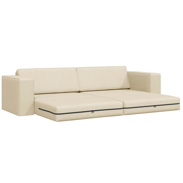 vidaXL Divano letto 200cm Crema Tessuto