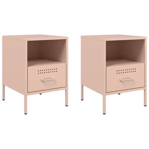vidaXL Comodini 2 pz Rosa 36x39x50,5 cm in Acciaio