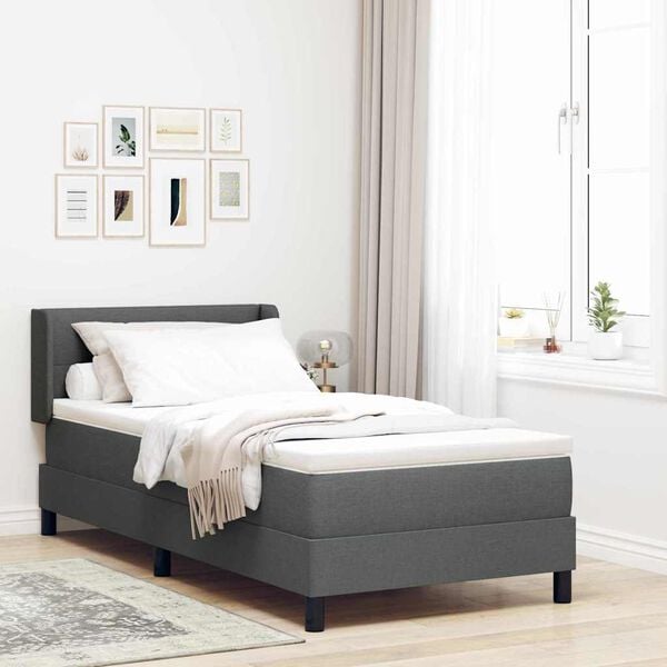 vidaXL Letto a molle con materasso Grigio scuro 200 x 80 cm Poliestere