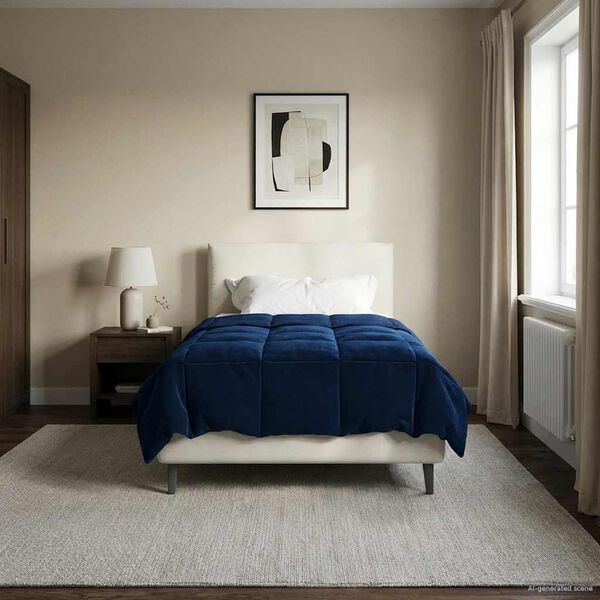 vidaXL Piumone Completo Annuale Blu Scuro 155 x 200 cm Microfibra