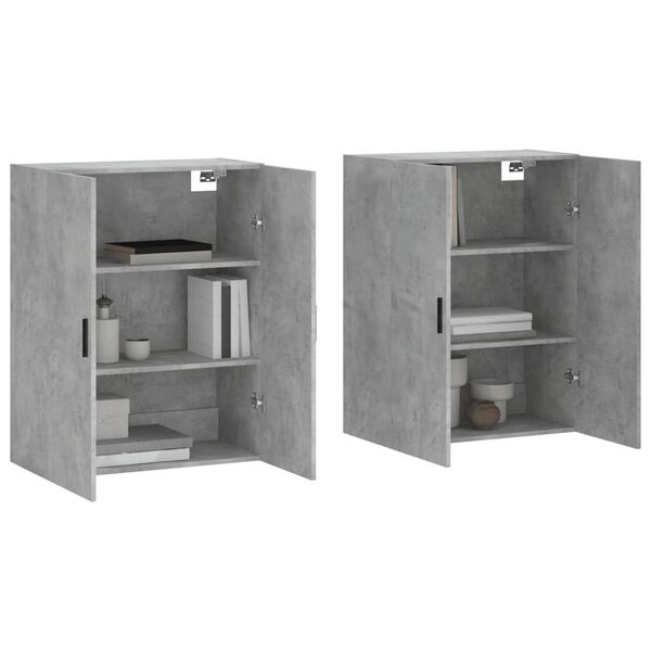 vidaXL Mobili a Parete 2 pz Grigio Cemento 69,5x34x90 cm