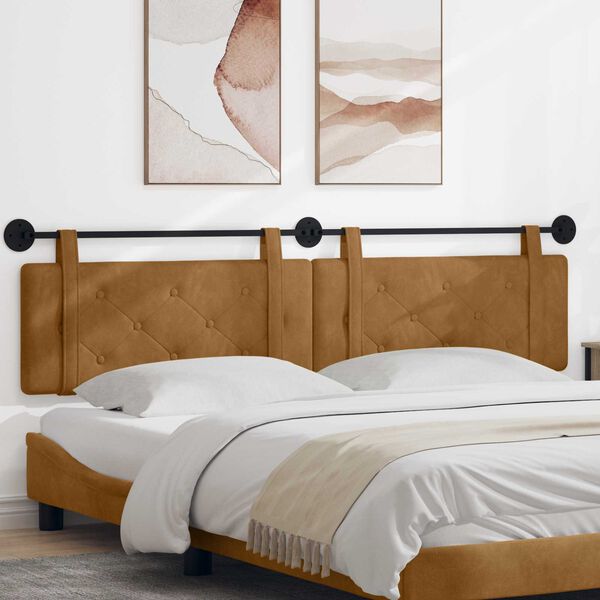 vidaXL Testata appesa Marrone 210 x 55 x 5 cm Velluto
