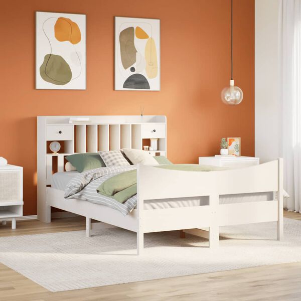 vidaXL Letto senza Materasso Bianco 140x190 cm Legno Massello di Pino