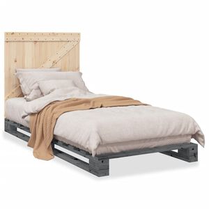 vidaXL Giroletto con Testiera Grigio 90x200 cm Legno Massello di Pino