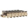 vidaXL Set Pranzo da Giardino 17 pz con Cuscini Beige Misto Polyrattan