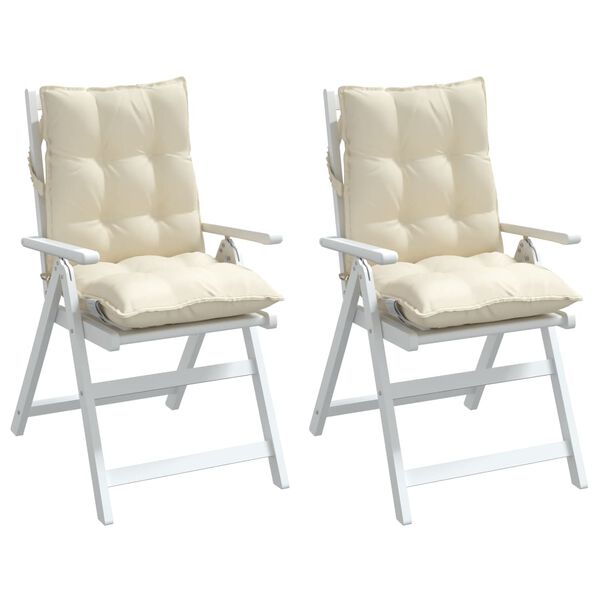 vidaXL Cuscini per Sedia Schienale Basso 2 pz Crema in Tessuto Oxford