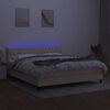 vidaXL Letto a Molle con Materasso e LED Crema 160x200 cm in Tessuto
