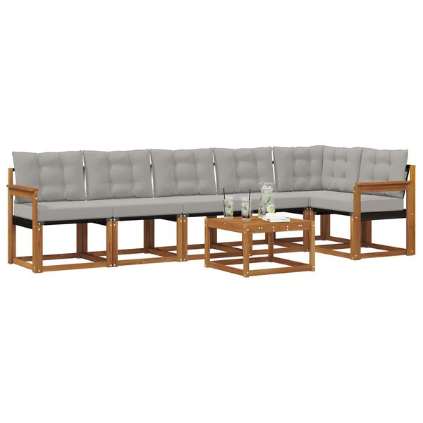 vidaXL Set di divani da esterno 7 pcs Grigio Naturale e Chiaro