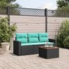 vidaXL Set Divani da Giardino 4 pz con Cuscini Nero in Polyrattan
