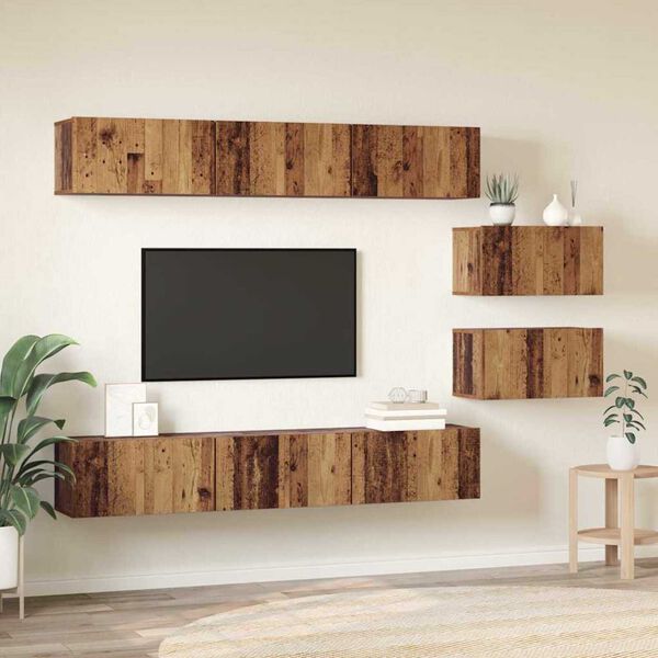 vidaXL Set mobile TV Legno vecchio Legno multistrato