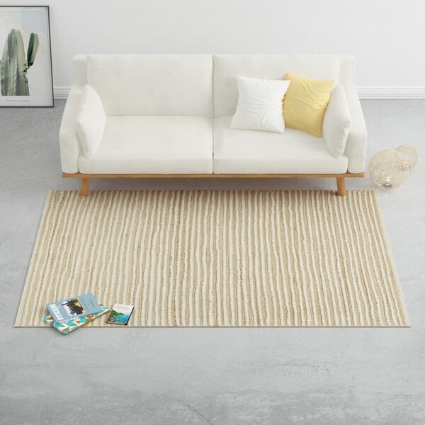vidaXL Tappeto in Lana e Canapa 120x170 cm Naturale/Bianco