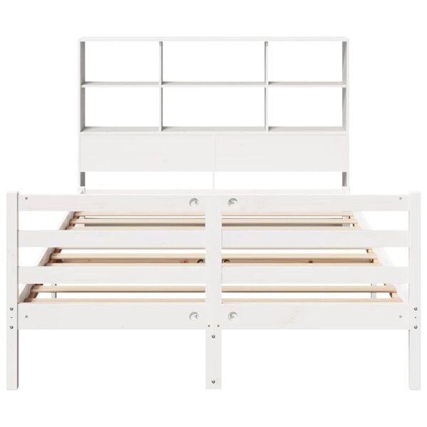 vidaXL Letto Libreria senza Materasso Bianco 140x190 cm Legno di Pino