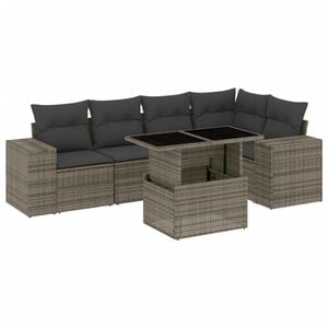 vidaXL Set Divano da Giardino 6 pz con Cuscini Grigio in Polyrattan